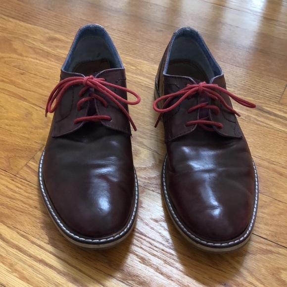 Ben Sherman Other - 𝅺Ben Sherman UK Brown Leather Oxford Dress Shoes with Red Laces Size US 9M